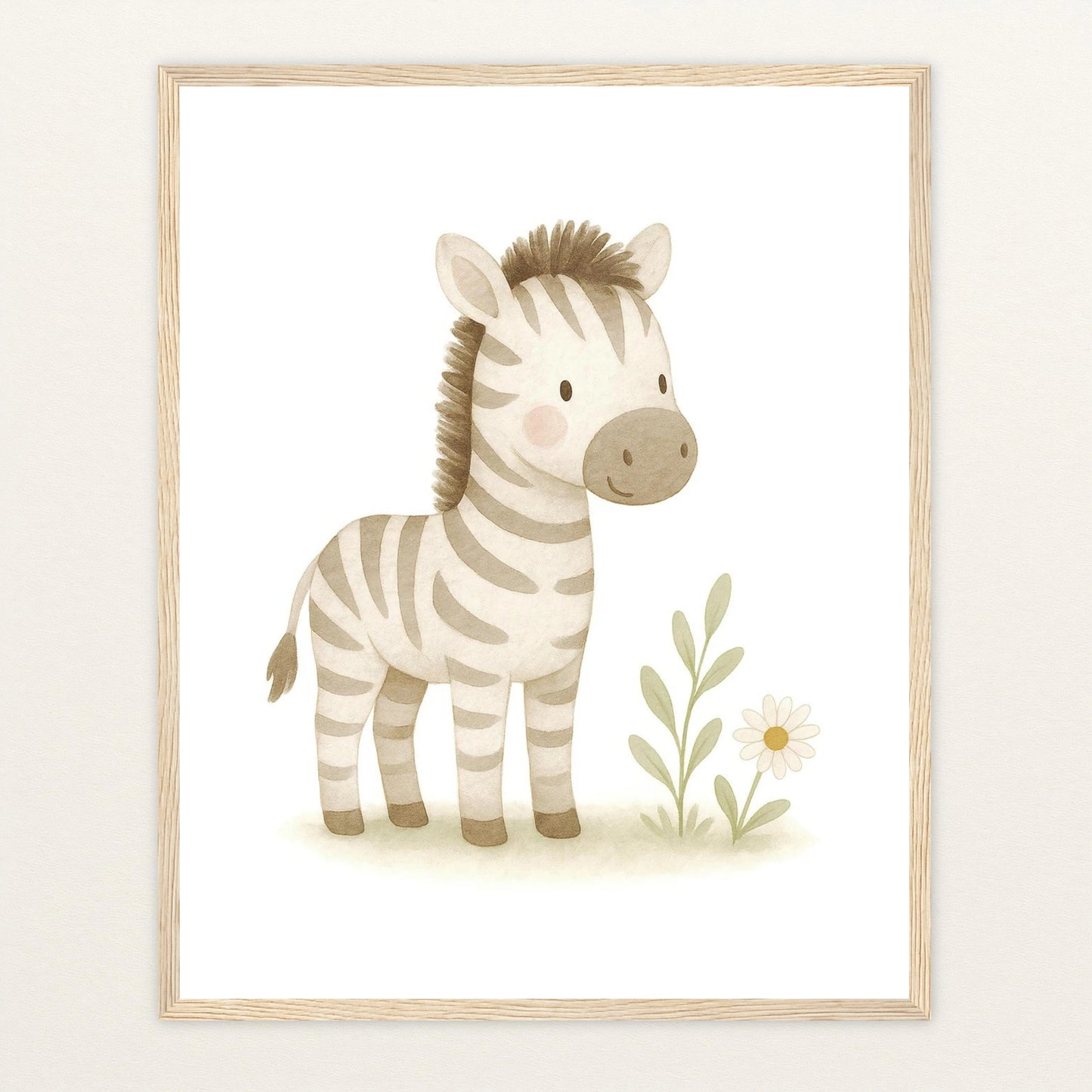 Zinni das Zebra Poster mit Holzrahmen von tinylearner