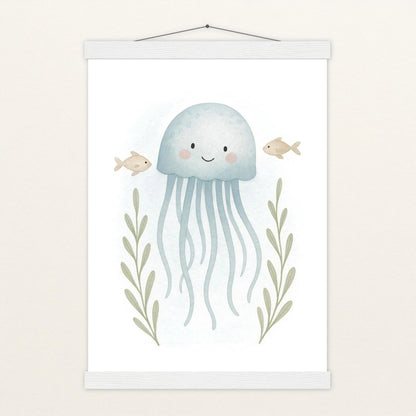 Quinn die Qualle Poster mit Leisten von tinylearner