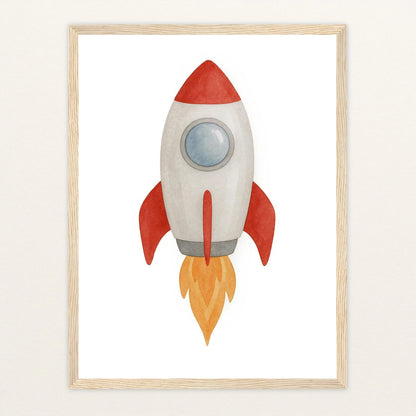 Rakete Poster mit Holzrahmen von tinylearner