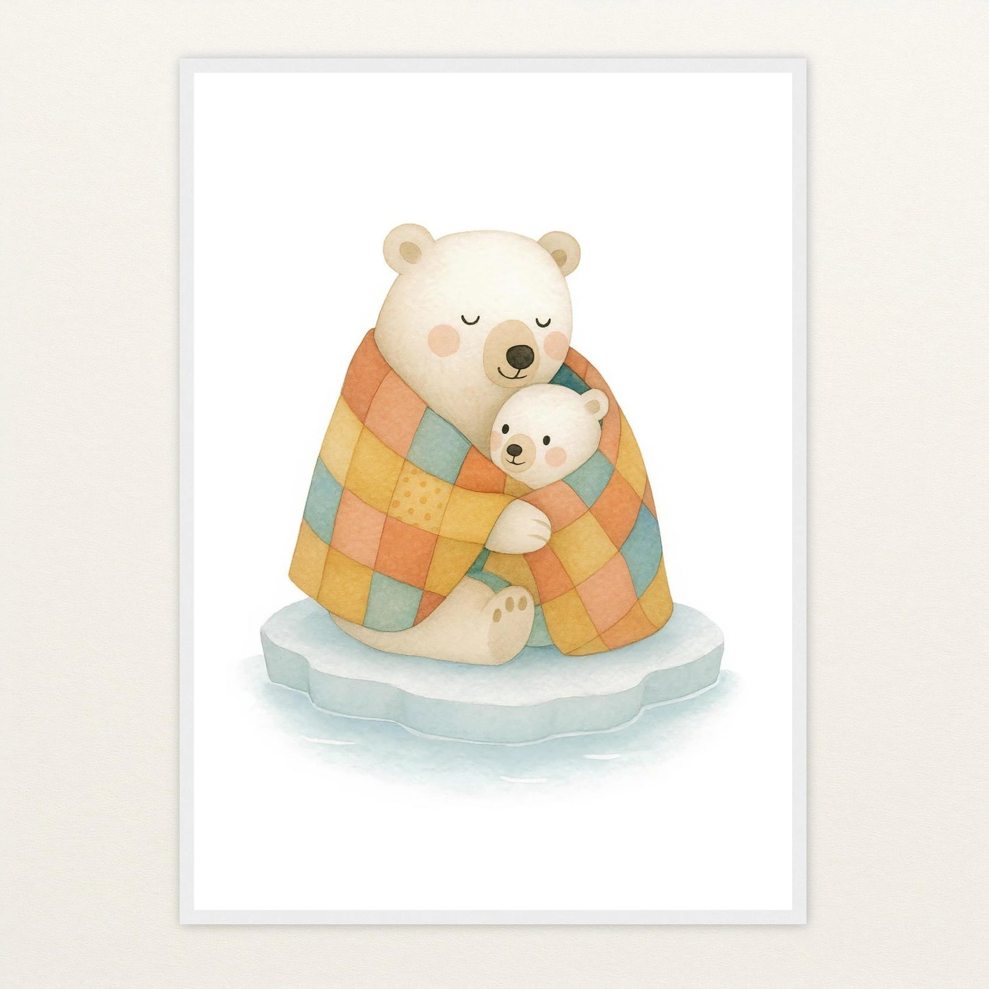 Pummel der Polarbär - Motiv: "Familie" Poster mit Holzrahmen von tinylearner