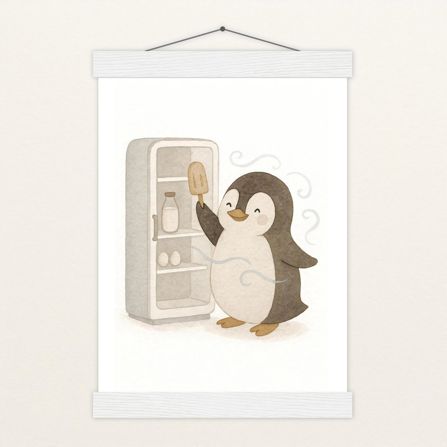 Pia der Pinguin - Motiv: "Eis" Poster mit Leisten von tinylearner