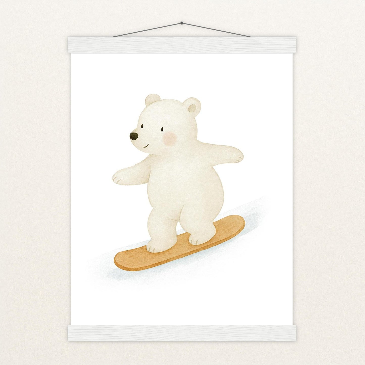 Pummel der Polarbär - Motiv: "Snowboard" Poster mit Leisten von tinylearner