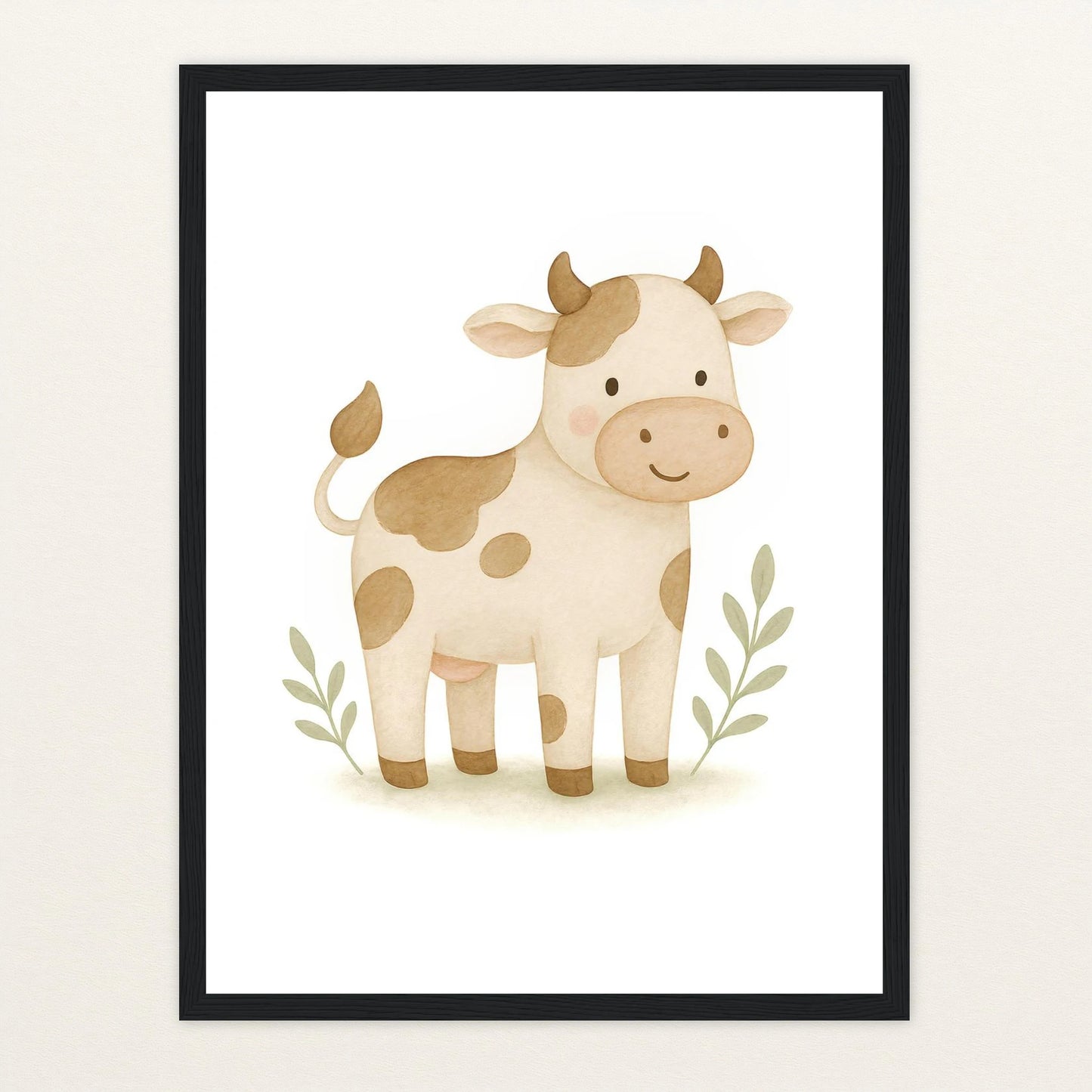 Klara die Kuh Poster mit Holzrahmen von tinylearner