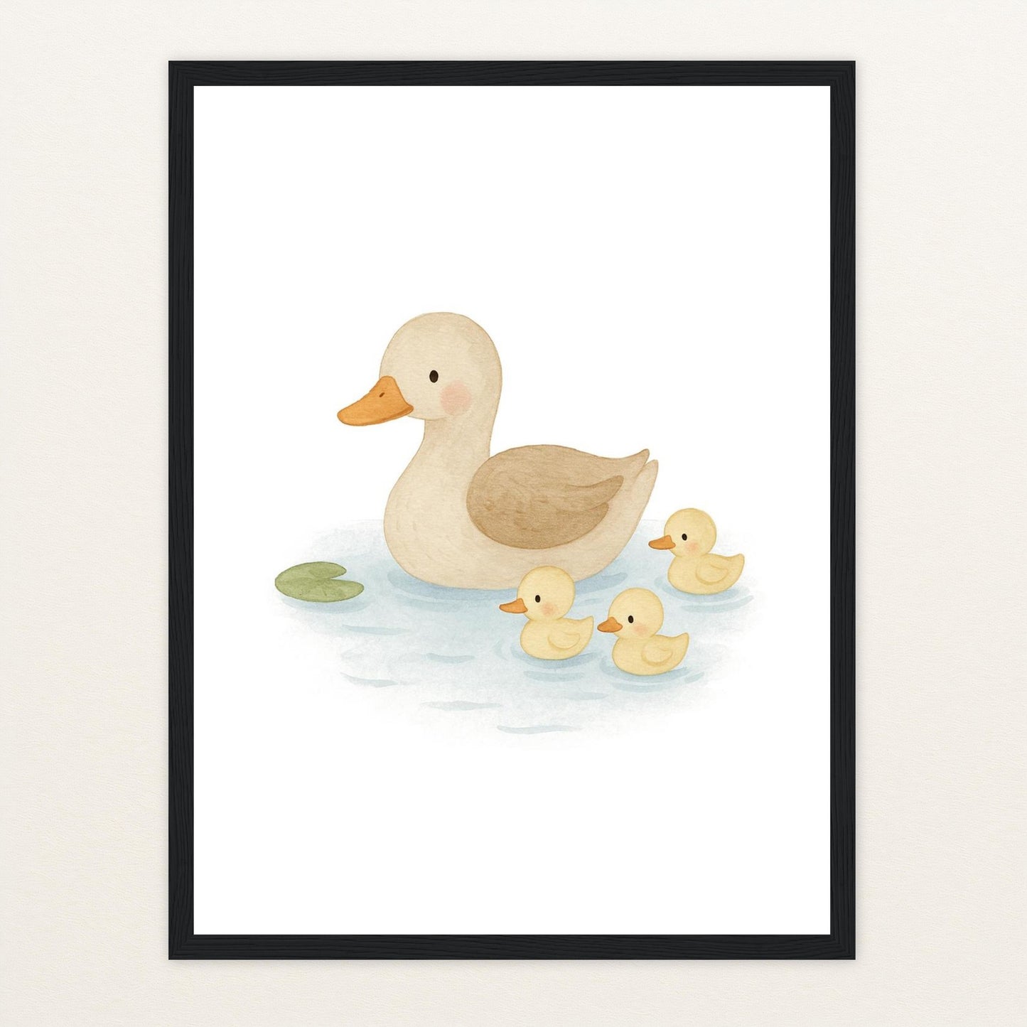 Gusi die Gans - Motiv: "Teich" Poster mit Holzrahmen von tinylearner