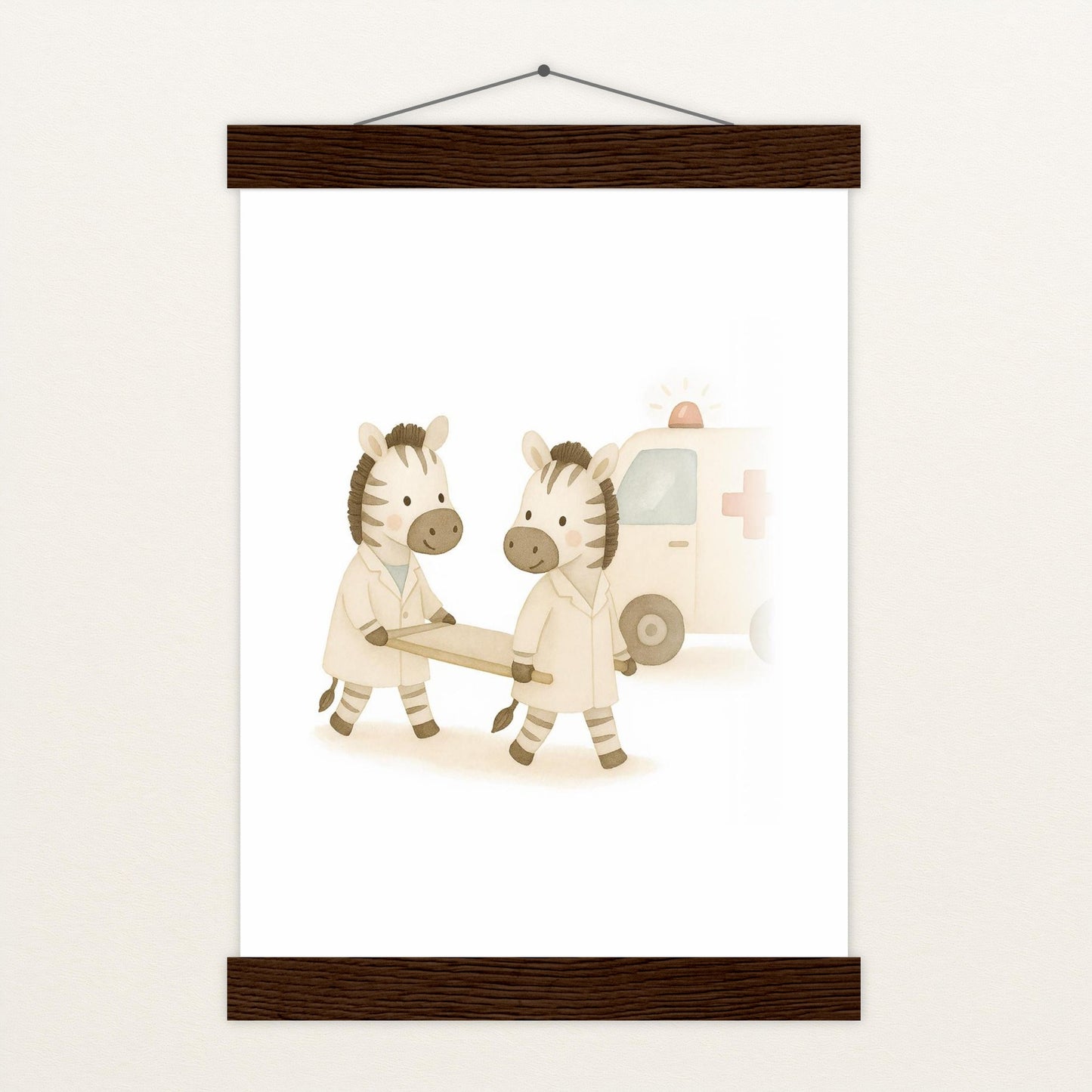 Zinni das Zebra - Motiv: "Krankenwagen" Poster mit Leisten von tinylearner