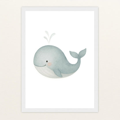 Willi der Wal Poster mit Holzrahmen von tinylearner
