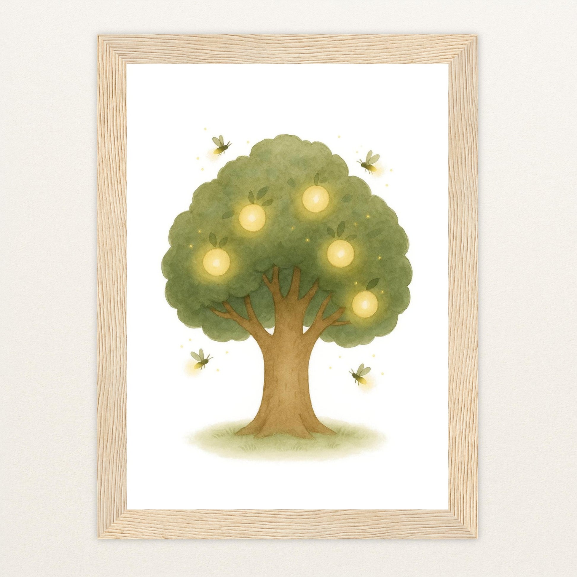 Leuchtbaum Poster mit Holzrahmen von tinylearner