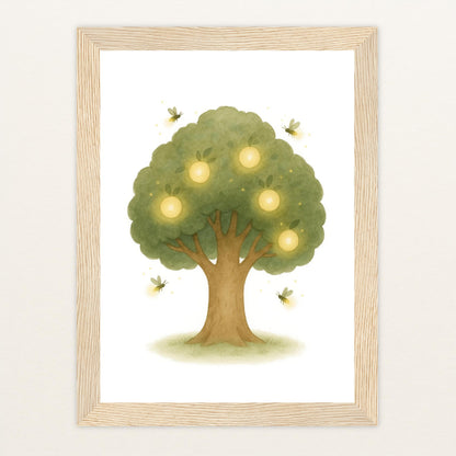 Leuchtbaum Poster mit Holzrahmen von tinylearner