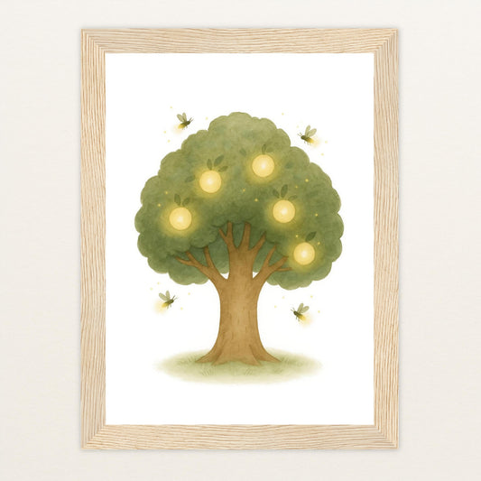 Leuchtbaum Poster mit Holzrahmen von tinylearner