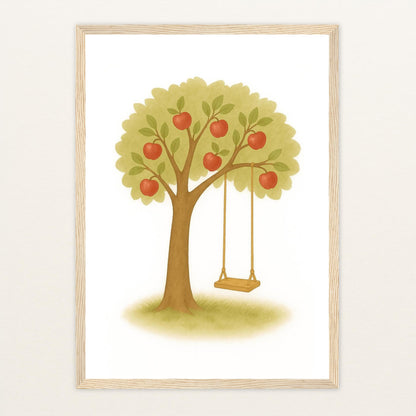 Apfelbaum Poster mit Holzrahmen von tinylearner