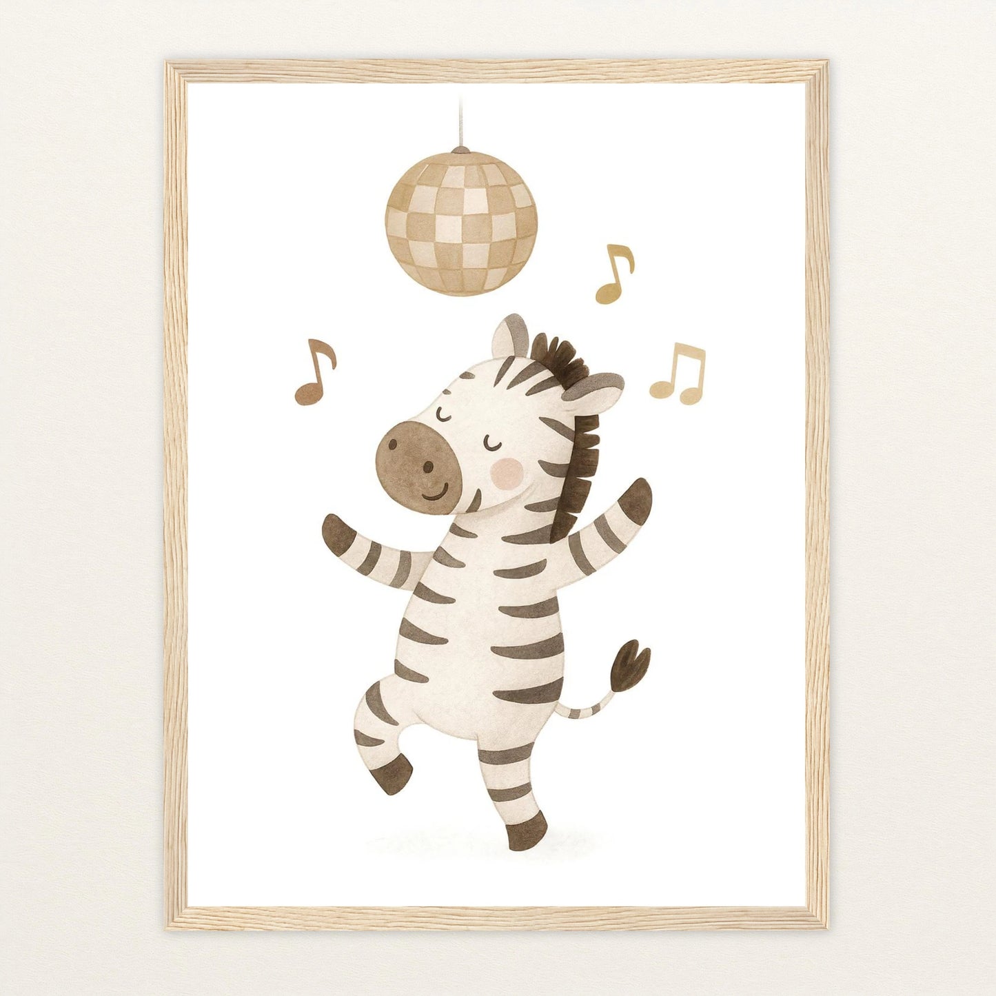 Zinni das Zebra - Motiv: "Tanzen" Poster mit Holzrahmen von tinylearner