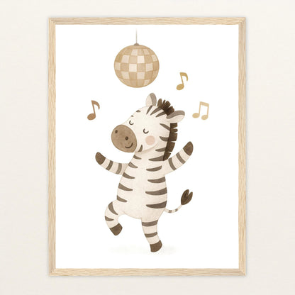 Zinni das Zebra - Motiv: "Tanzen" Poster mit Holzrahmen von tinylearner