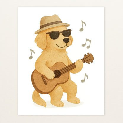 Hugo der Hund - Motiv: "Gitarre" Poster von tinylearner