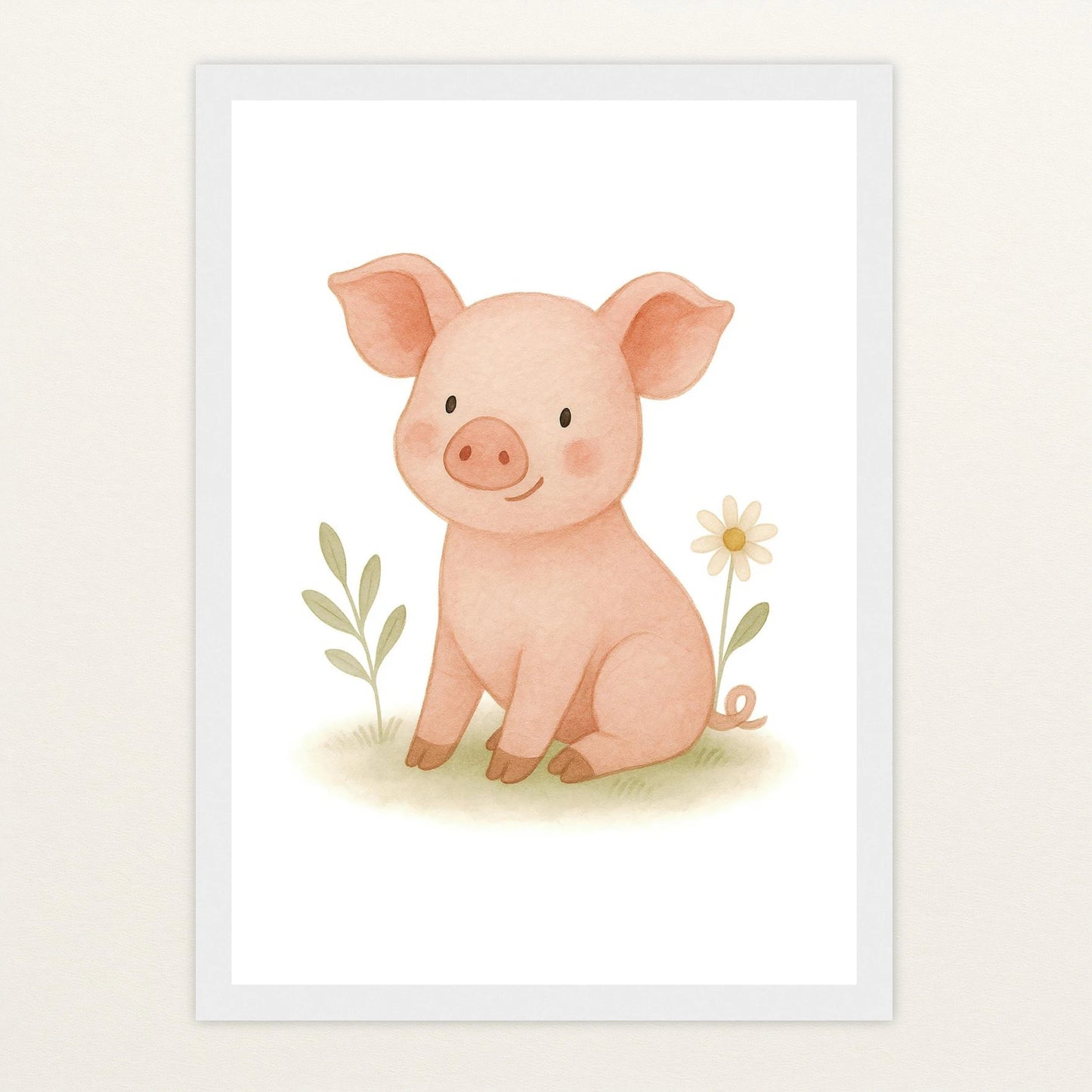 Susi das Schwein Poster mit Holzrahmen von tinylearner
