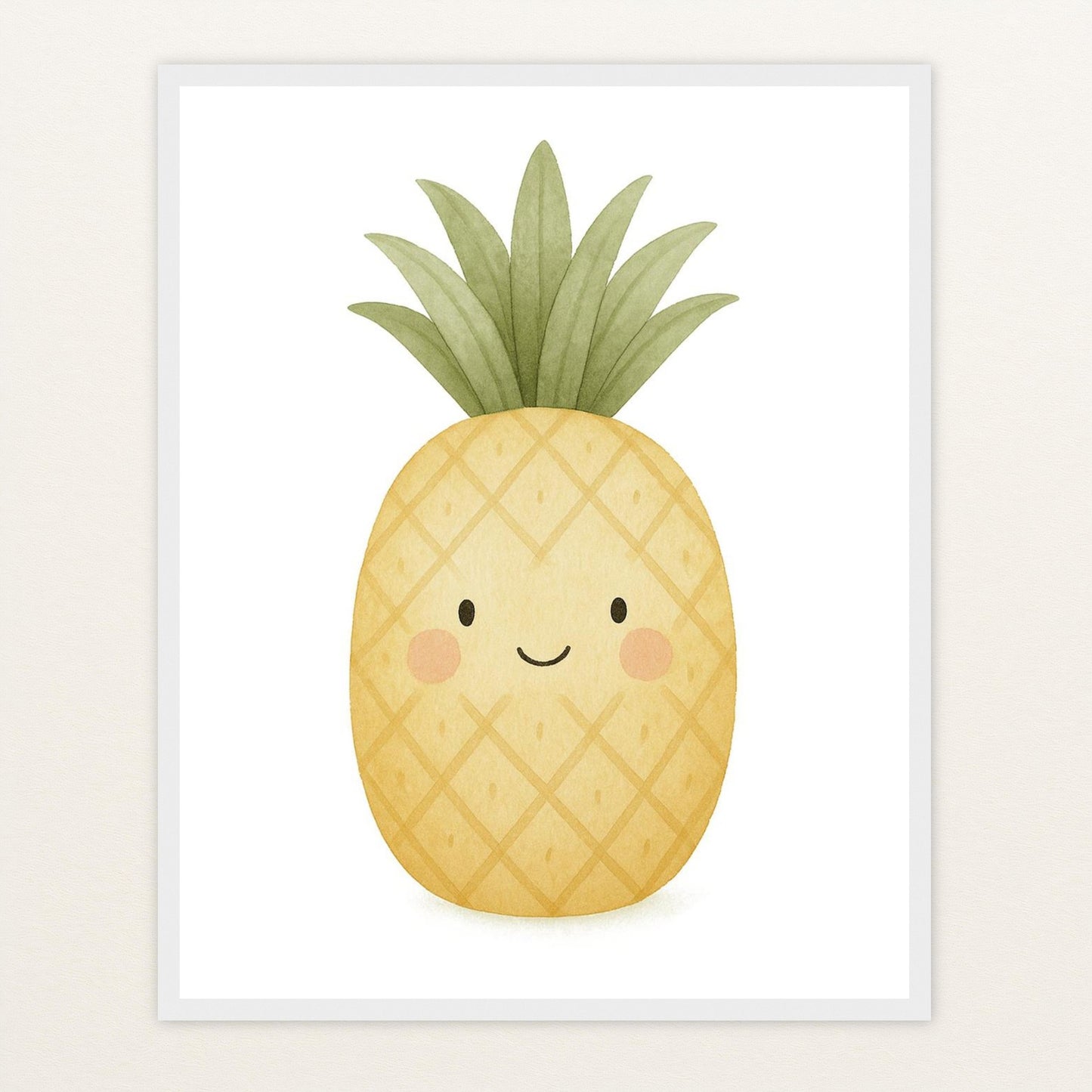 Obst: Ananas Poster mit Holzrahmen von tinylearner