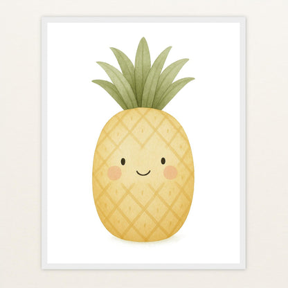 Obst: Ananas Poster mit Holzrahmen von tinylearner