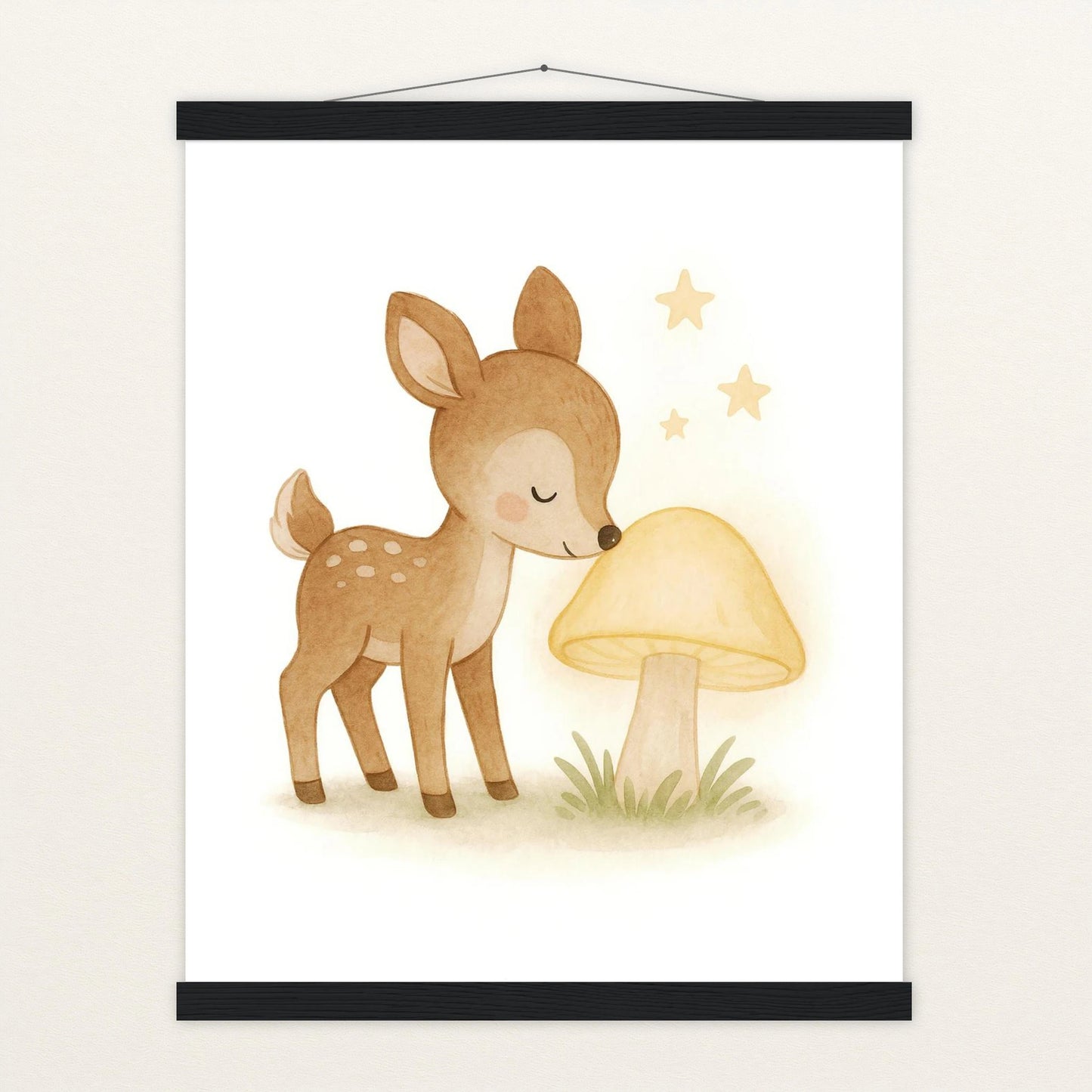 Ria das Reh - Motiv: "Leuchtpilz" Poster mit Leisten von tinylearner