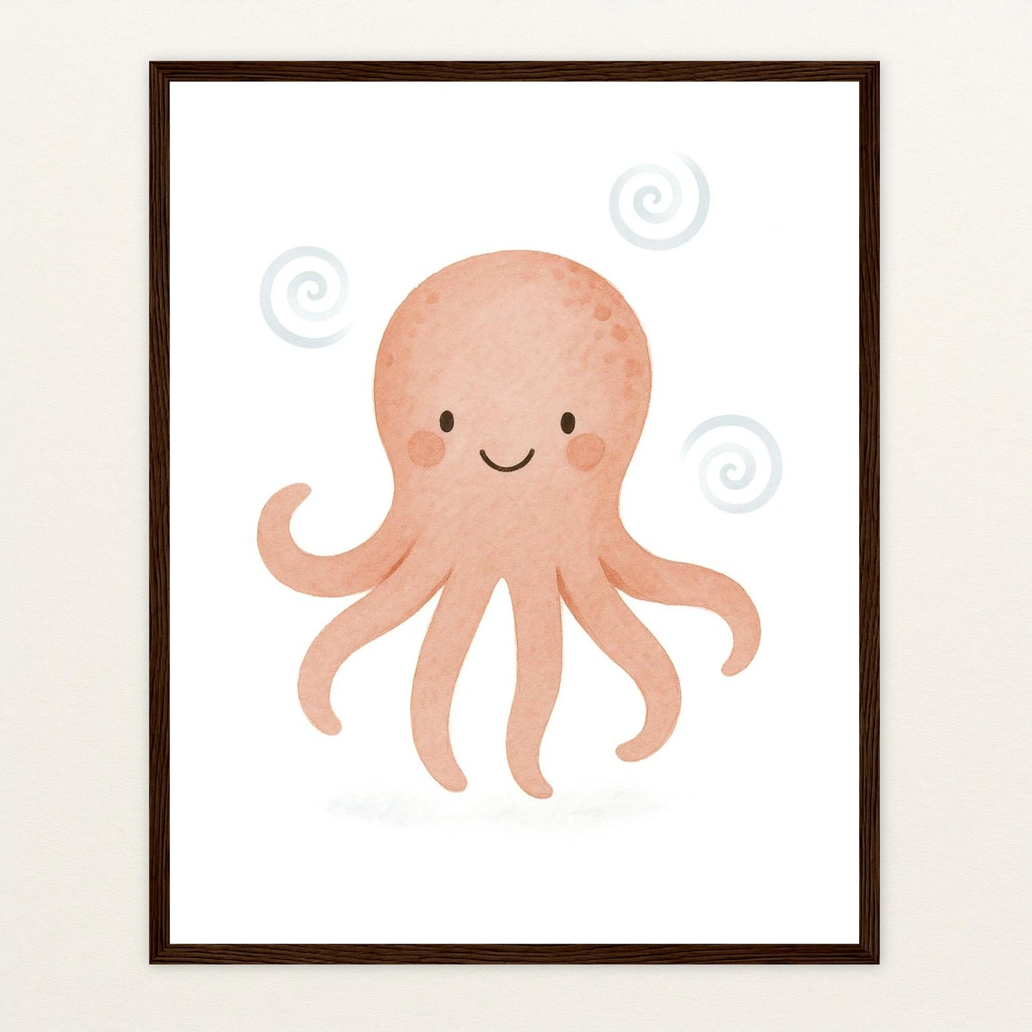 Tilli der Tintenfisch Poster mit Holzrahmen von tinylearner