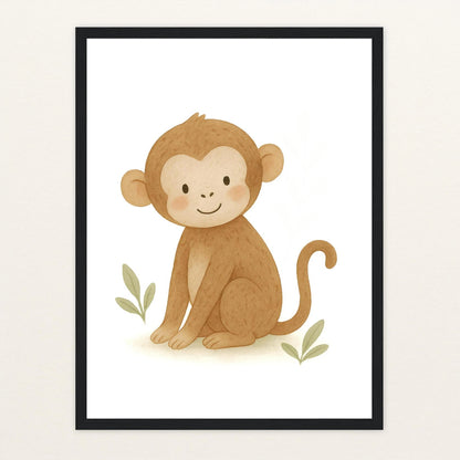 Aki der Affe Poster mit Holzrahmen von tinylearner