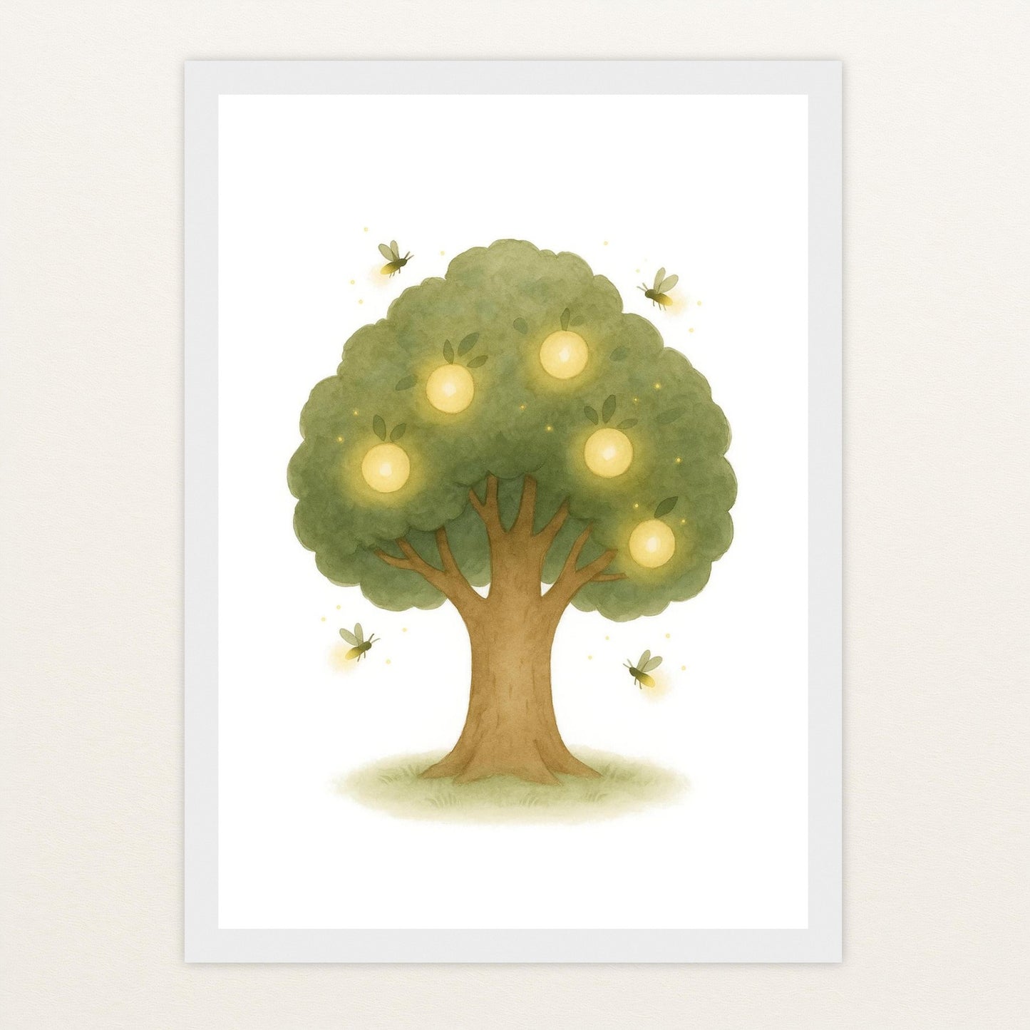 Leuchtbaum Poster mit Holzrahmen von tinylearner