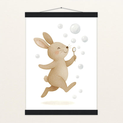 Holly der Hase - Motiv: "Seifenblasen" Poster mit Leisten von tinylearner