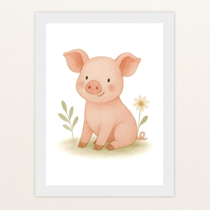 Susi das Schwein Poster mit Holzrahmen von tinylearner