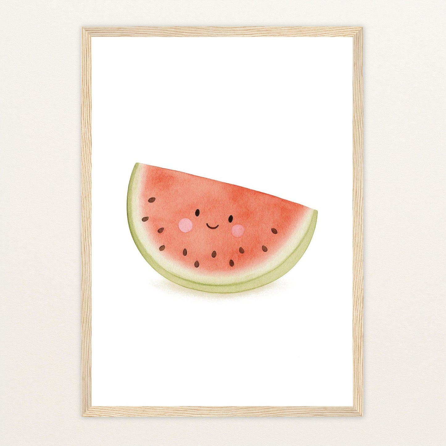 Obst: Melone Poster mit Holzrahmen von tinylearner