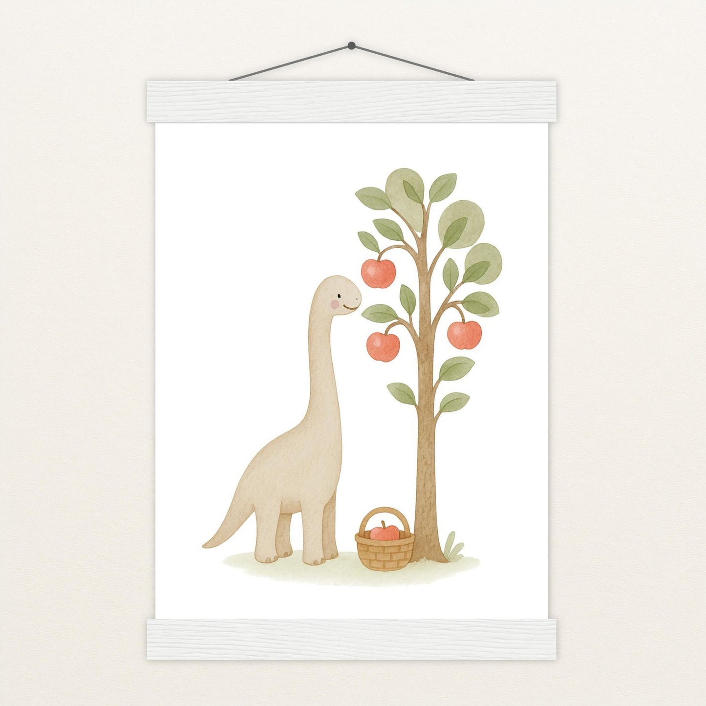Dinosaurier Brachiosaurus - Motiv: "Apfelbaum" Poster mit Leisten von tinylearner