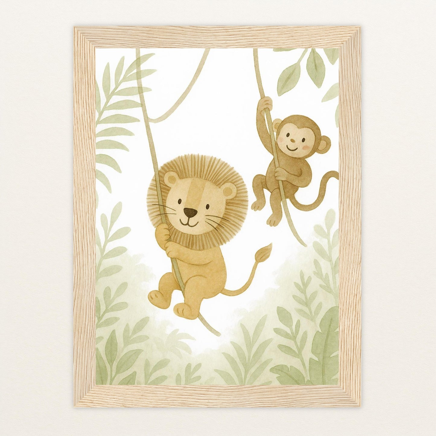 Tierfreunde - Motiv: "Lianen" Poster mit Holzrahmen von tinylearner