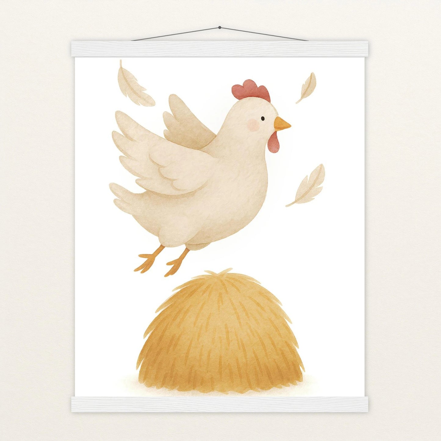 Hanni das Huhn - Motiv: "Heu" Poster mit Leisten von tinylearner