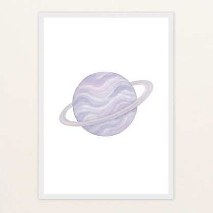 Planet Poster mit Holzrahmen von tinylearner