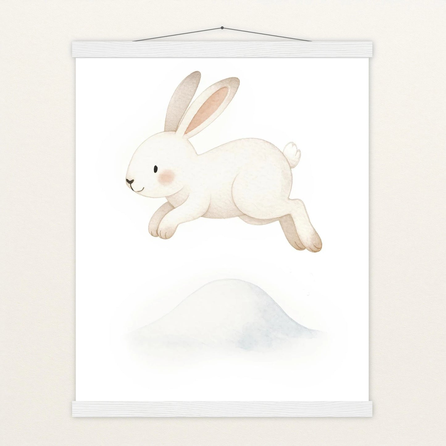 Sina der Schneehase - Motiv: "Schneehügel" Poster mit Leisten von tinylearner