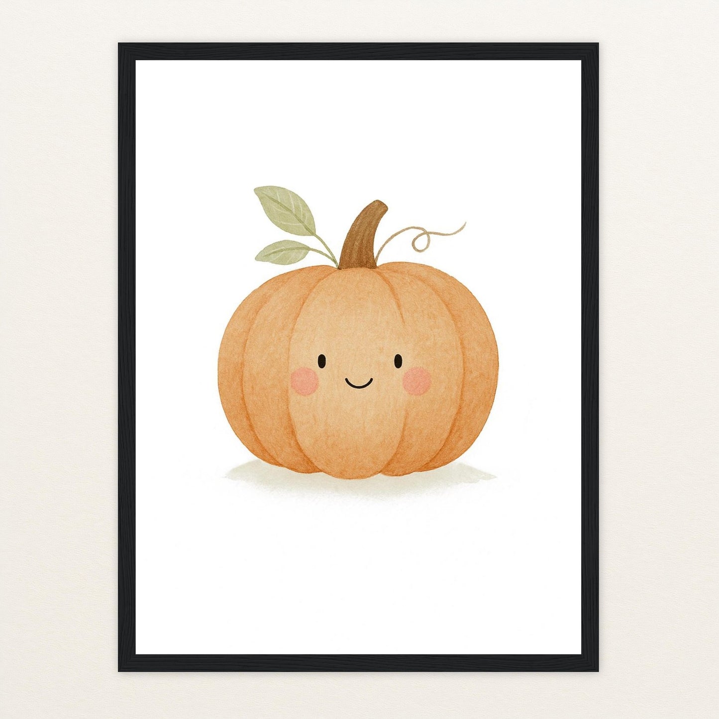 Gemüse: Kürbis Poster mit Holzrahmen von tinylearner