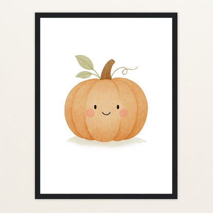 Gemüse: Kürbis Poster mit Holzrahmen von tinylearner