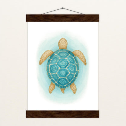 Sora die Schildkröte - Motiv: "Treiben" Poster mit Leisten von tinylearner