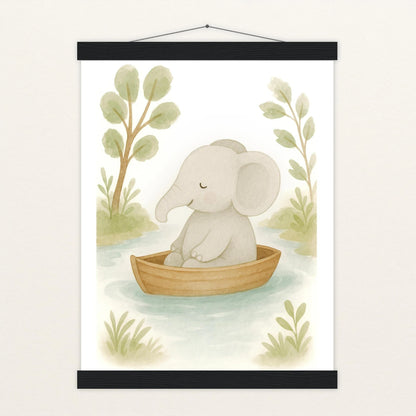 Emil der Elefant - Motiv: "Boot" Poster mit Leisten von tinylearner