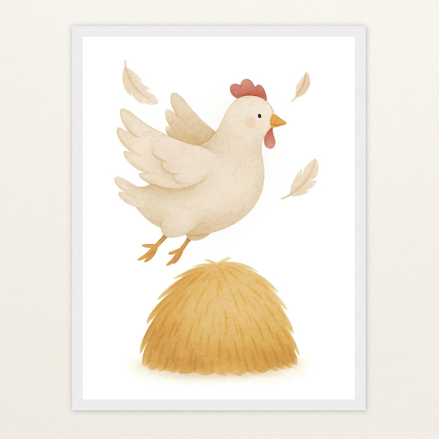 Hanni das Huhn - Motiv: "Heu" Poster mit Holzrahmen von tinylearner