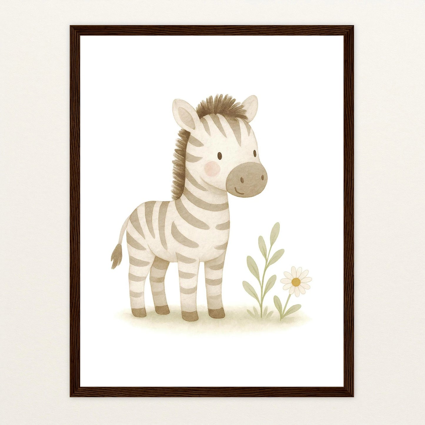 Zinni das Zebra Poster mit Holzrahmen von tinylearner