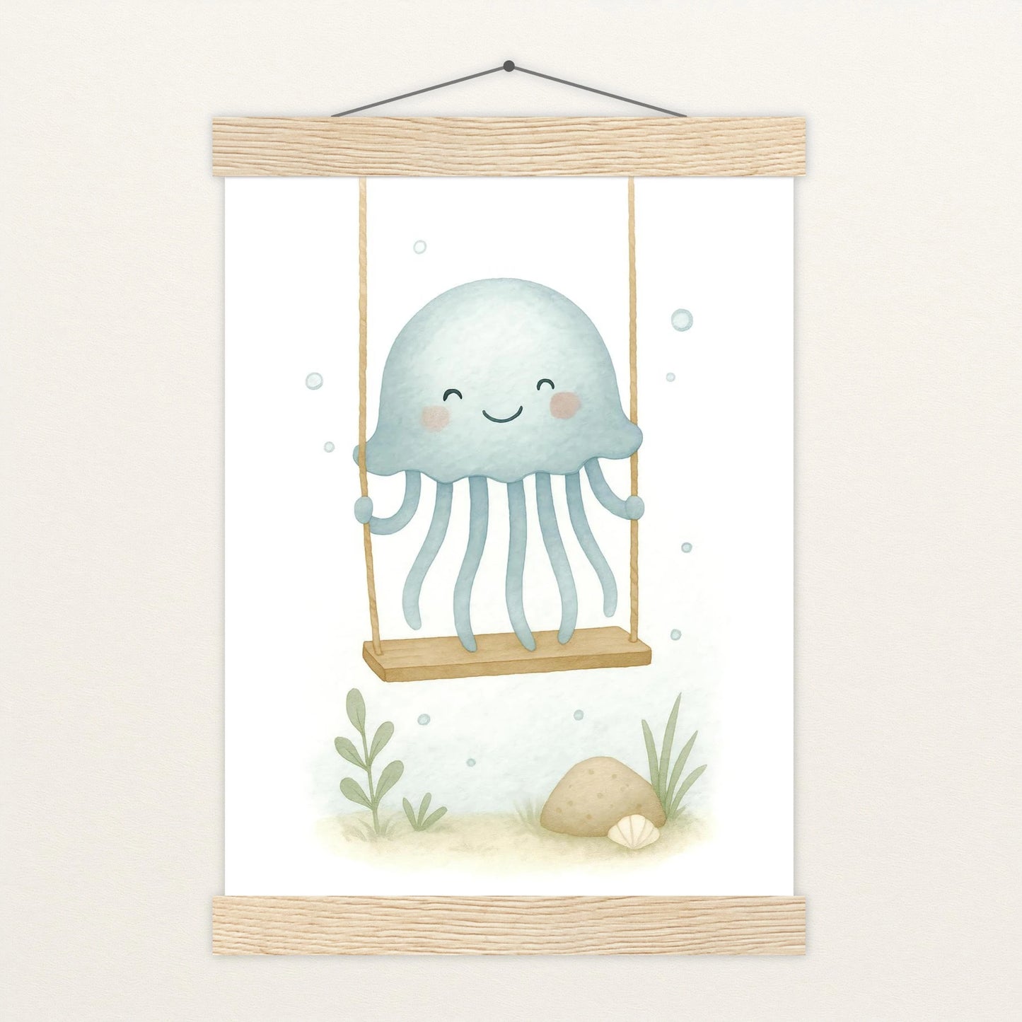 Quinn die Qualle - Motiv: "Schaukel" Poster mit Leisten von tinylearner