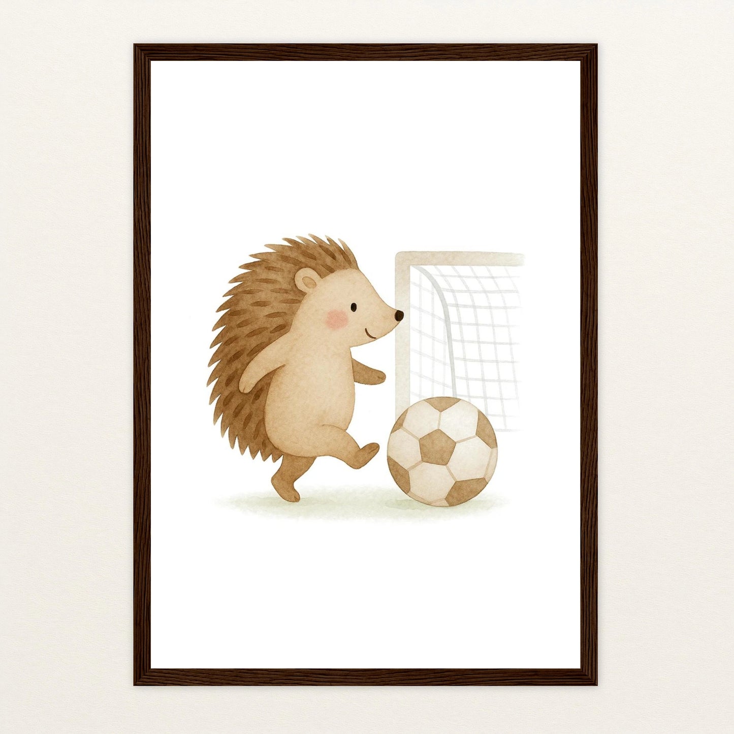 Iggi der Igel - Motiv: "Fußball" Poster mit Holzrahmen von tinylearner
