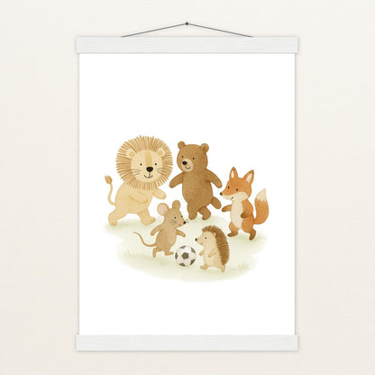 Tierfreunde - Motiv: "Fußball" Poster mit Leisten von tinylearner