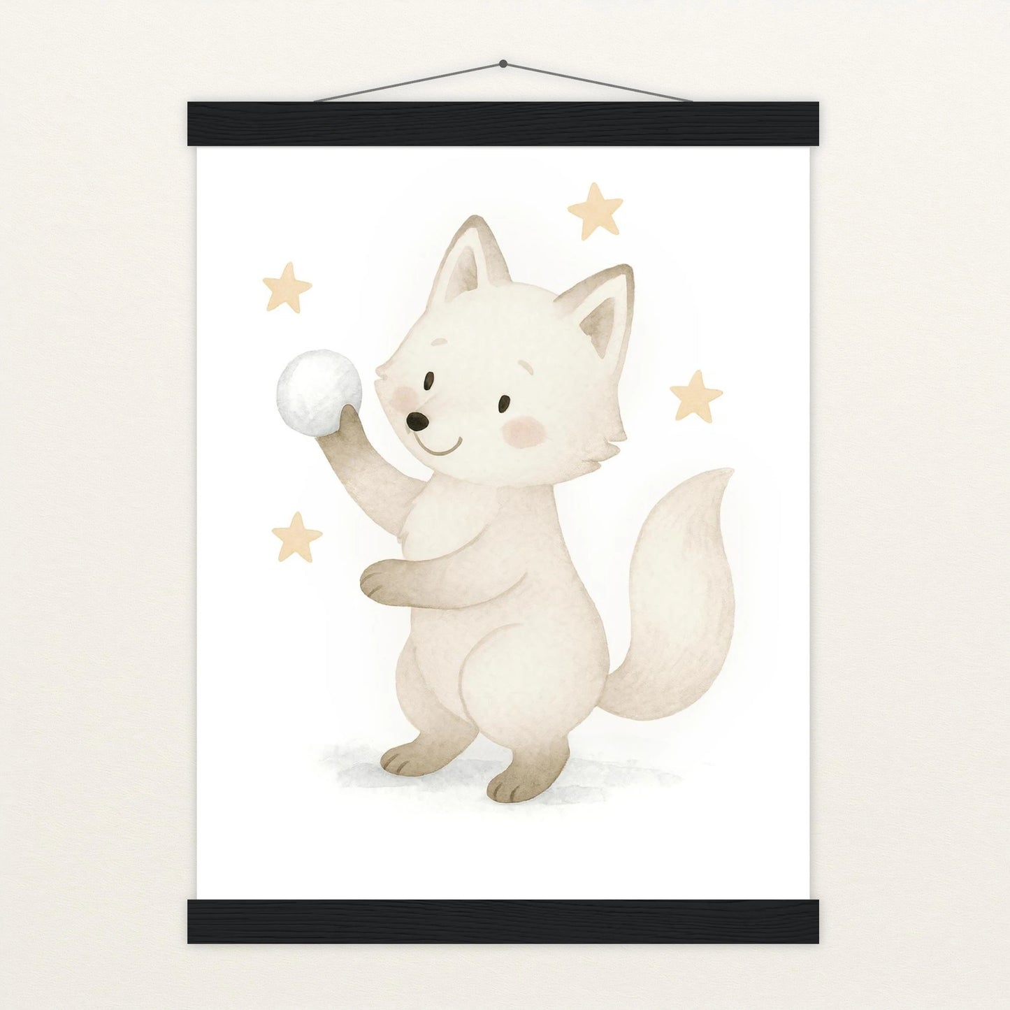 Pino der Polarfuchs - Motiv: "Schneeball" Poster mit Leisten von tinylearner