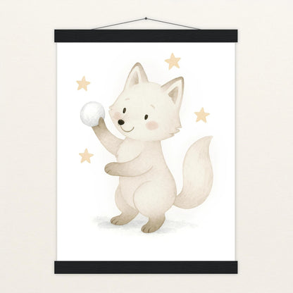 Pino der Polarfuchs - Motiv: "Schneeball" Poster mit Leisten von tinylearner