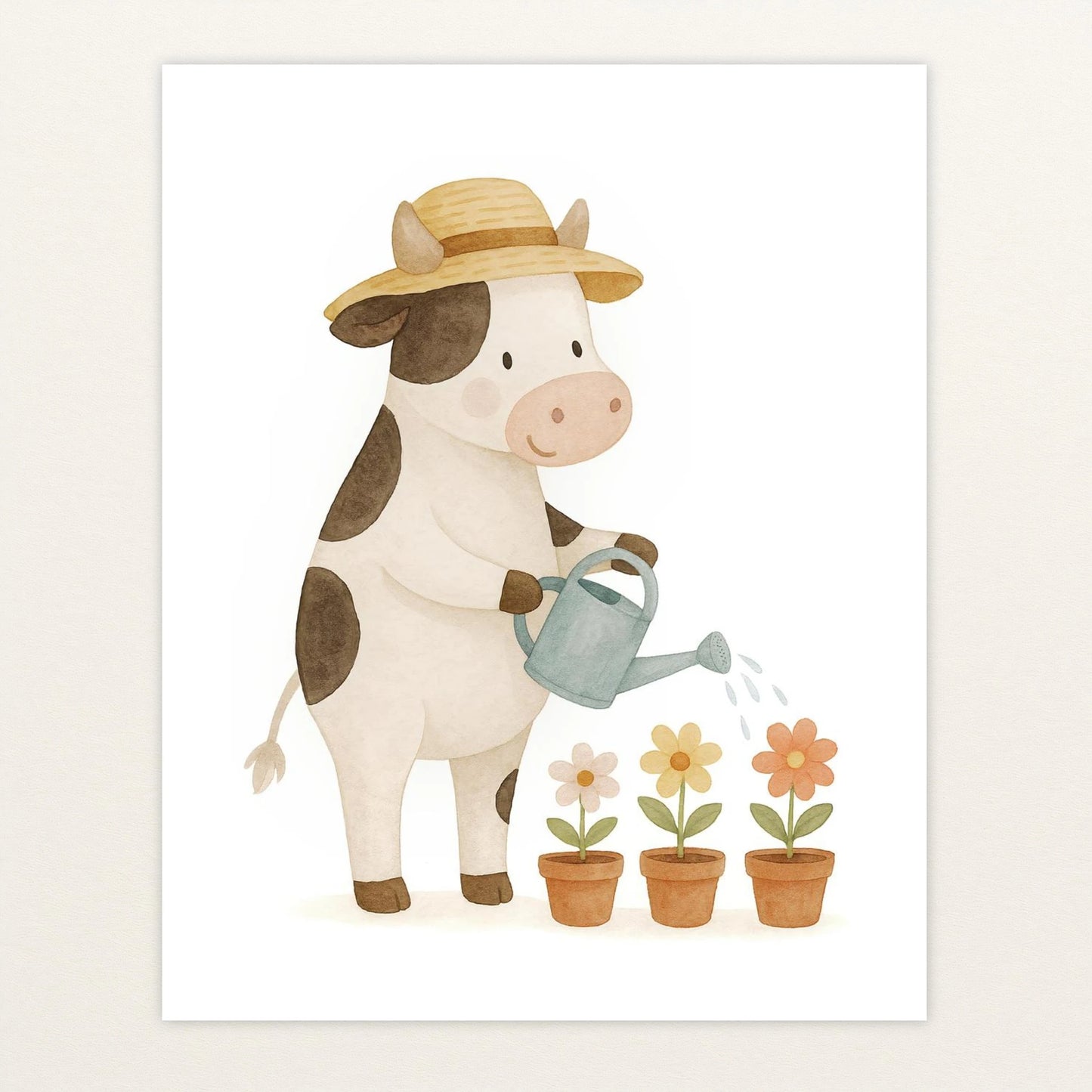 Klara die Kuh - Motiv: "Blumengießen" Poster von tinylearner