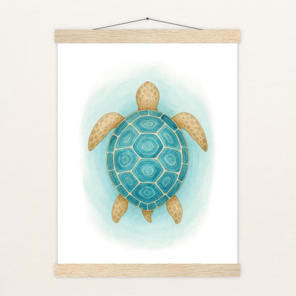 Sora die Schildkröte - Motiv: "Treiben" Poster mit Leisten von tinylearner