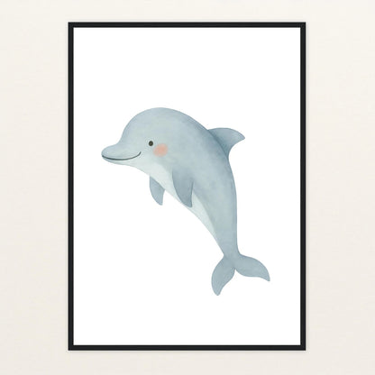 Dora der Delfin Poster mit Holzrahmen von tinylearner