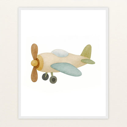 Propellerflugzeug Poster mit Holzrahmen von tinylearner