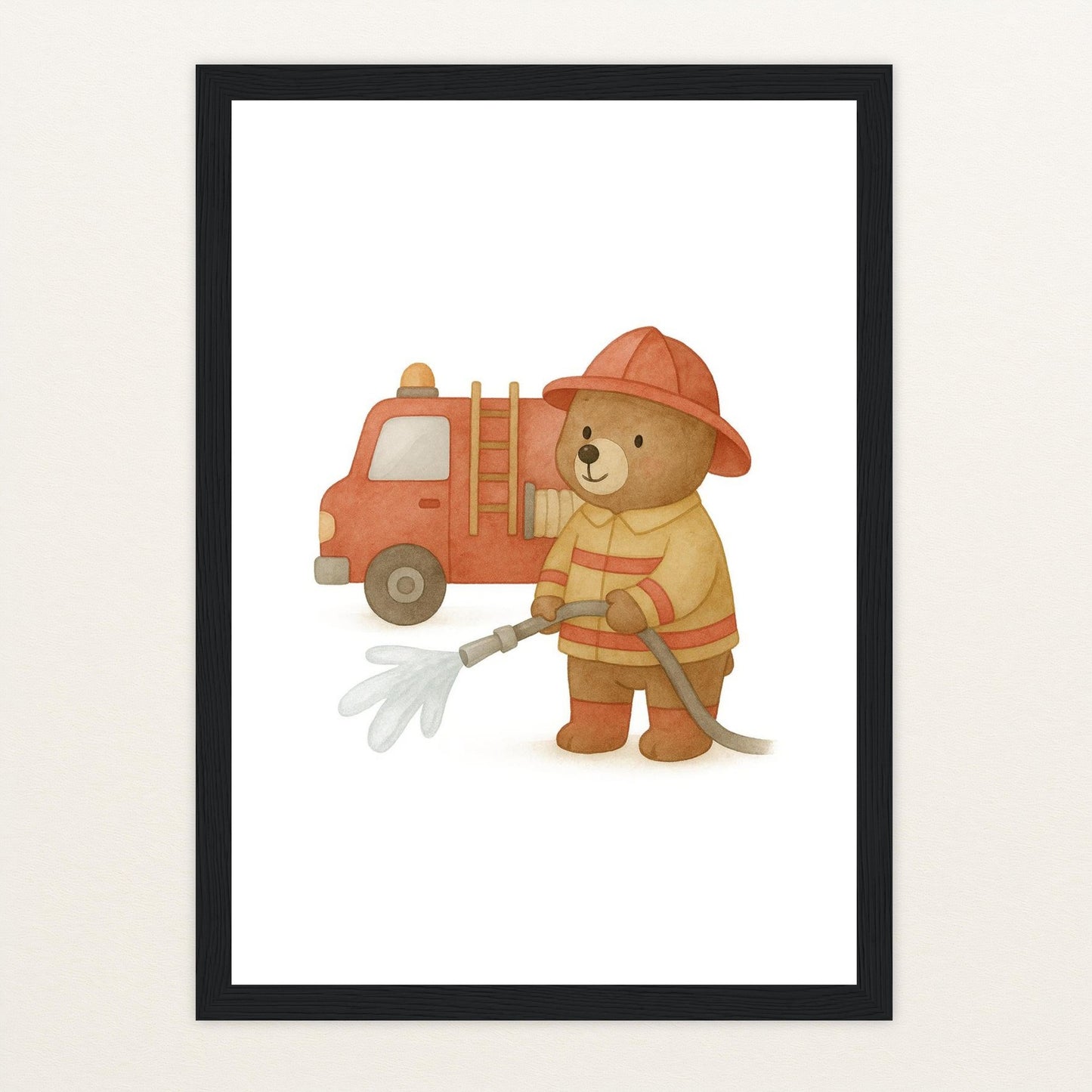 Balu der Bär - Motiv: "Feuerwehr" Poster mit Holzrahmen von tinylearner