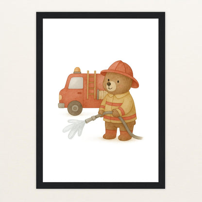 Balu der Bär - Motiv: "Feuerwehr" Poster mit Holzrahmen von tinylearner