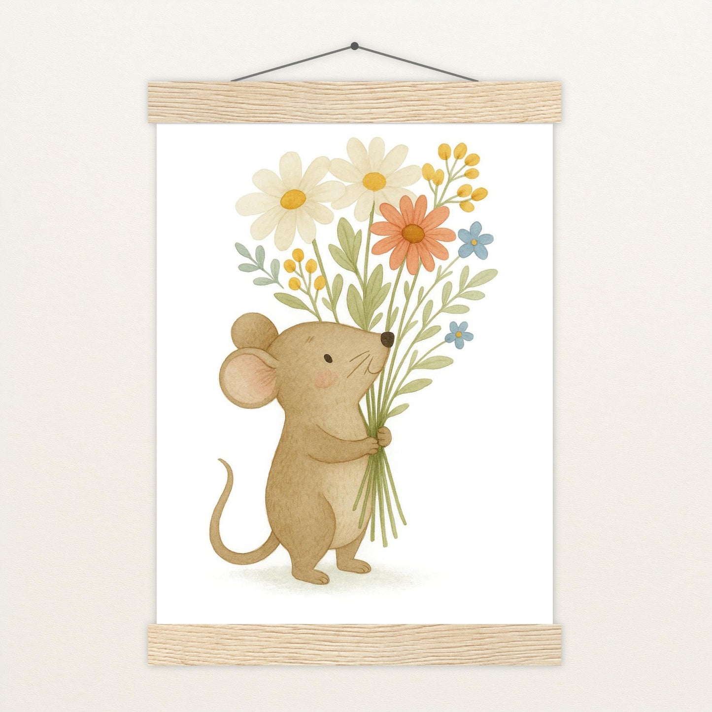 Mimi die Maus - Motiv: "Blumenstrauß" Poster mit Leisten von tinylearner